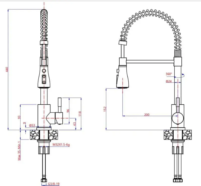 Quadri Derby Miscelatore da cucina con beccuccio flessibile e doccetta con 2 tipi di getto in acciaio inossidabile 1208955916