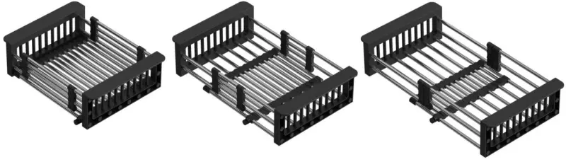 Quadri Cestello scolapiatti universale estensibile in acciaio inossidabile nero 22 di larghezza 22,5 cm 1208956037