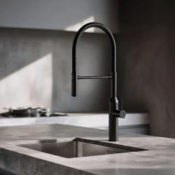 Quadri Stamford Miscelatore da cucina alto con beccuccio flessibile nero opaco 1208956079