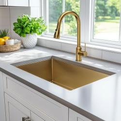 Quadri Stamford Miscelatore da cucina dorato con beccuccio estraibile e modalità di spruzzo 1208956093