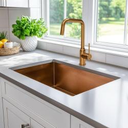 Quadri Stamford  Miscelatore da cucina rame PVD con beccuccio angolare girevole 1208956099