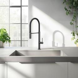 Quadri Brighton Miscelatore da cucina Gun Metal con beccuccio flessibile nero 1208956104