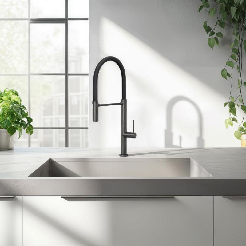 Quadri Brighton Miscelatore da cucina Gun Metal con beccuccio flessibile nero 1208956104