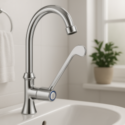 Clinica PB rubinetto per disabili con leva lunga per acqua fredda, cromato, modello alto 1208956277