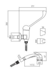 PB Clinic miscelatore per doccia per disabili con leva lunga cromata e doccia a pressione 1208956283