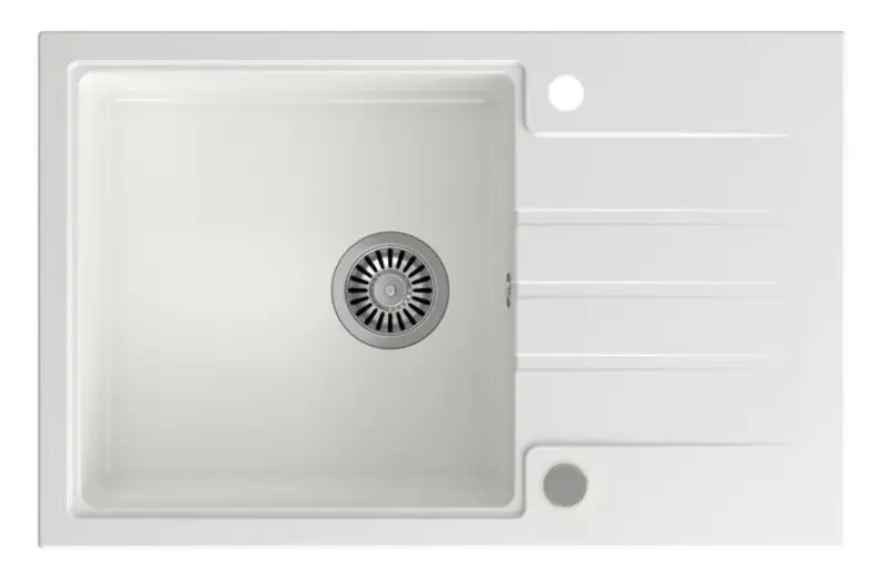 Quadri Cardigan lavello in granito bianco montaggio sopra il piano con scolapiatti reversibile 78x50cm 1208956310