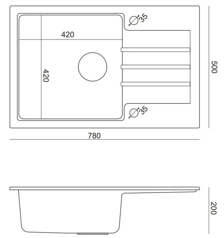 Quadri Cardigan lavello in granito bianco montaggio sopra il piano con scolapiatti reversibile 78x50cm 1208956310