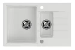 Quadri Cardigan lavello in granito bianco una vasca e mezza 1,5 con scolapiatti reversibile 78x50cm 1208956312