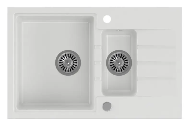 Quadri Cardigan lavello in granito bianco una vasca e mezza 1,5 con scolapiatti reversibile 78x50cm 1208956312
