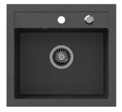 Quadro Londen lavello in granito antracite 50x47 cm con foro per rubinetto montaggio sopra piano 1208956320