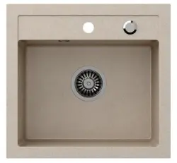 Quadri Londen lavello in granito sabbia beige 50x47 cm con foro per rubinetto montaggio sopra il piano 1208956321