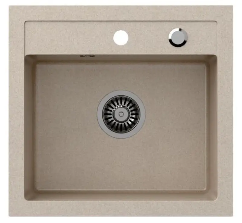 Quadri Londen lavello in granito sabbia beige 50x47 cm con foro per rubinetto montaggio sopra il piano 1208956321