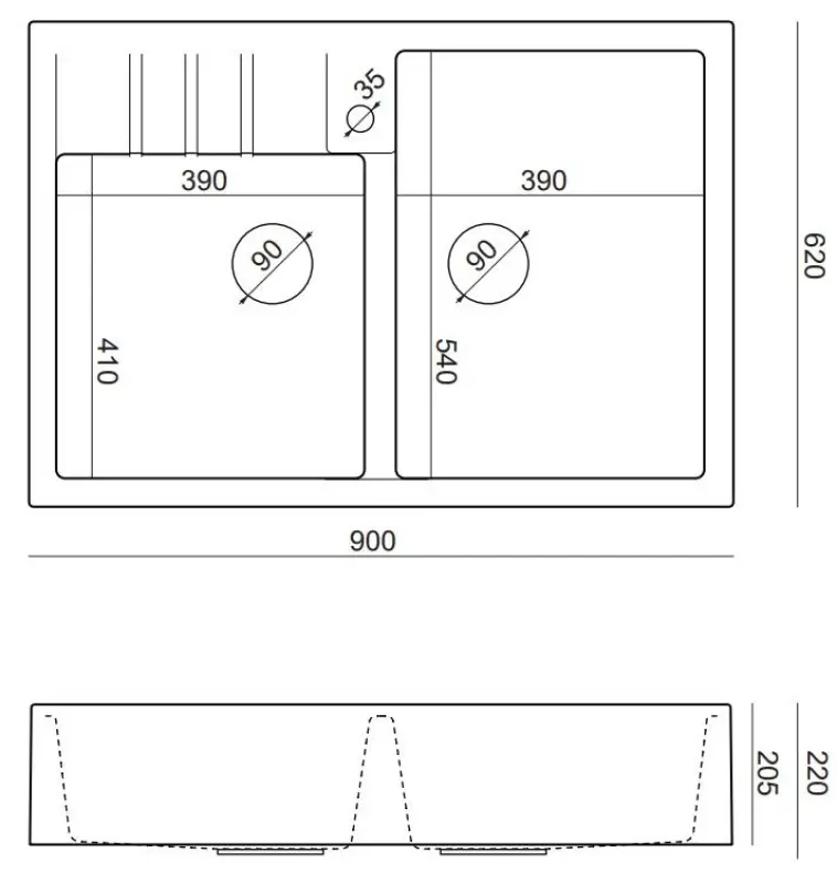 Quadri Ministro Lavello doppio bianco modello rustico 90x62cm 1208956327