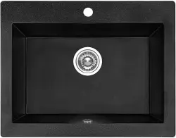 AquaDesign Farmhouse Lavello in granito antracite con montaggio sopra piano 58x49cm 1208956330