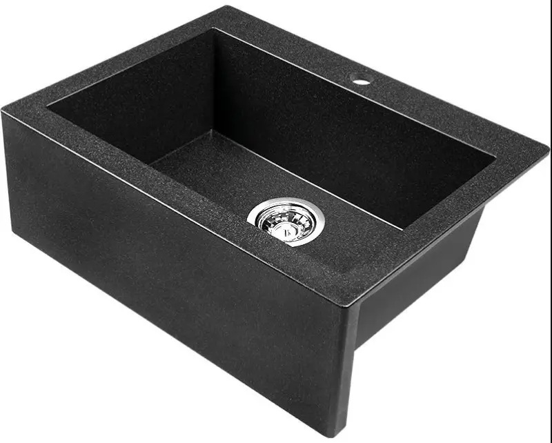 AquaDesign Farmhouse Lavello in granito antracite con montaggio sopra piano 58x49cm 1208956330
