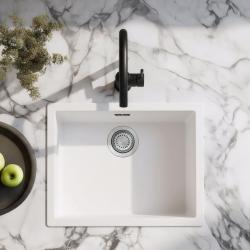 Lavandino bianco 50x40cm sottotop, sopra top e a filo con tappo in acciaio inossidabile 1208956397.