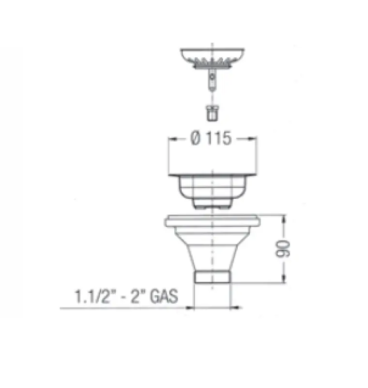 PB Set di scarico classico in acciaio inossidabile per lavello da cucina e filtro a cestello bloccabile 1208956476