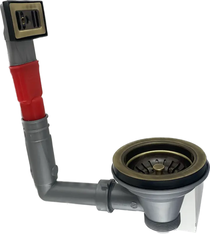 PB Set di scarico classico in bronzo con troppopieno per lavello da cucina e tappo a piletta in bronzo bloccabile 1208956478