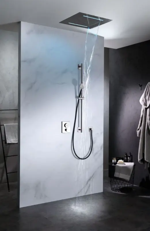 SB Square 316 Doccia a Pioggia Incasso Velvet Temptation con Cromoterapia LED e Cascata Gun Metal Spazzolato PVD 1208956746