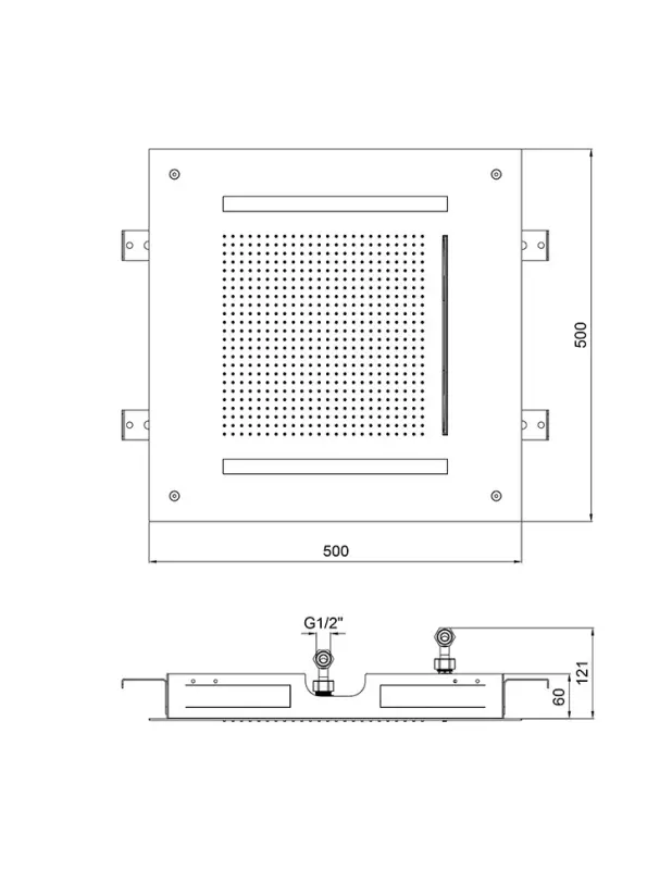 SB Square 316 Doccia a soffitto Velvet Temptation con cromoterapia a LED e cascata in PVD nero spazzolato 1208956747