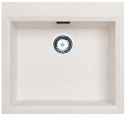 Lavello crema sabbia soprapiano 58x53 cm con foro per rubinetto e tappo in acciaio inossidabile 1208956773