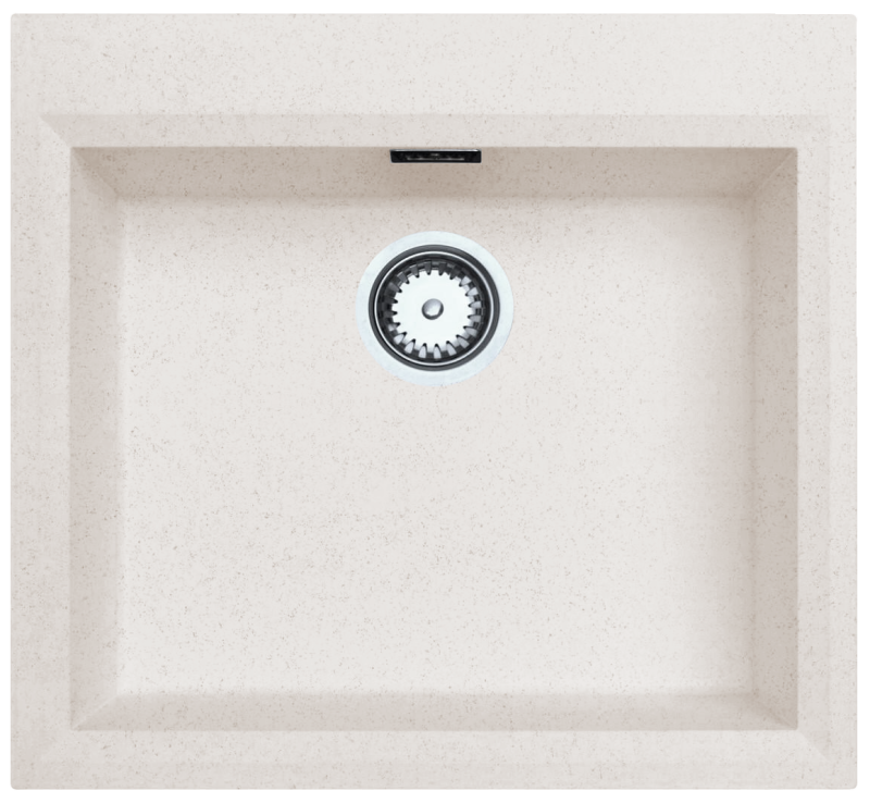Lavello crema sabbia soprapiano 58x53 cm con foro per rubinetto e tappo in acciaio inossidabile 1208956773