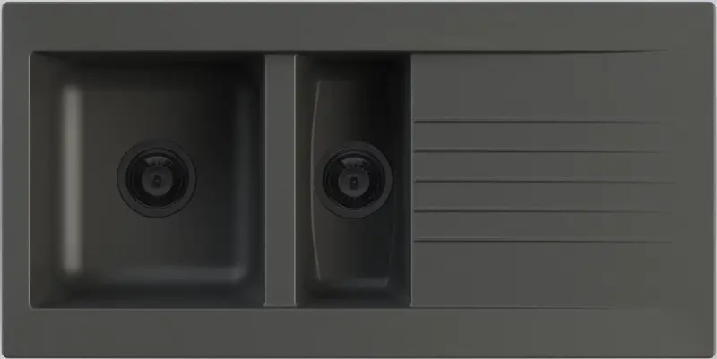 Ausmann Fibre 1,5 lavello in plastica nera reversibile con sgocciolatoio da appoggio 100x50 cm con tappo nero 1208956784