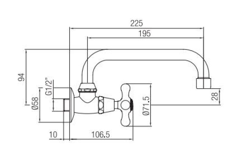 Rubinetto da parete classico PB con manopola in metallo fredda e beccuccio girevole in acciaio inossidabile 1208956898.