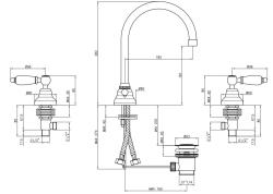PB Rubinetto classico a 3 fori per lavabo con leve bianche e beccuccio rotondo Bronzo 1208956913