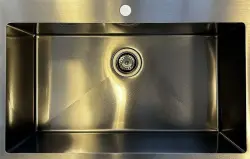 Ausmann Turt grande lavello in metallo canna di fucile PVD antracite PVD 79x50mm con foro per rubinetto sottotop, installazione a filo e sopratop 1208956940