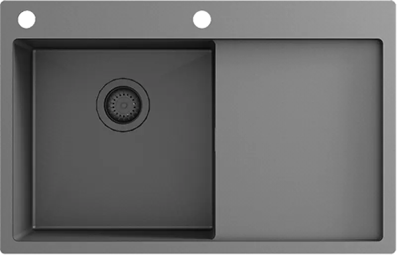 Ausmann Turt Lavello gun metal con scolapiatti a destra 780x500mm montaggio sopra piano ed a filo 1208956953