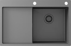 Ausmann Turt Lavello gun metal con scolapiatti a sinistra 780x500mm montaggio sopra ed a filo 1208956956