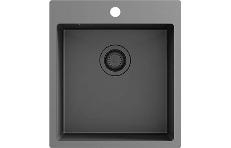 Ausmann Turt Lavello in gun metal 450x505mm con foro per rubinetto montaggio a filo sopra e sotto il piano 1208956960