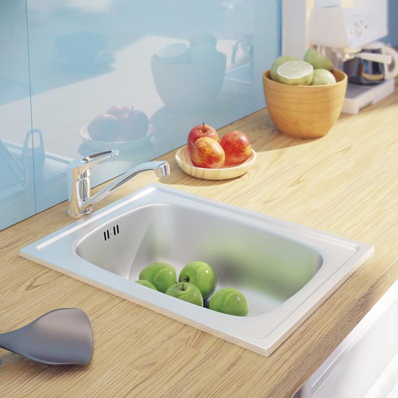 Ausmann Basic Lavello piccolo in acciaio inossidabile montaggio sopra il piano 35x48 cm incluso sifone 1208956971