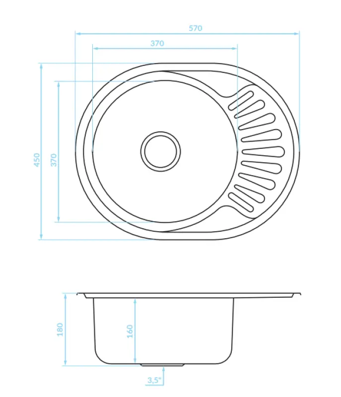 Ausmann Basic Lavello in acciaio inossidabile con scolapiatti reversibile montaggio sopra piano 57x45 cm sifone incluso 1208956973
