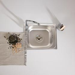 Ausmann Basic lavello in acciaio inossidabile con motivo a lino montaggio sopra il piano 50x40 cm sifone incluso 1208956977