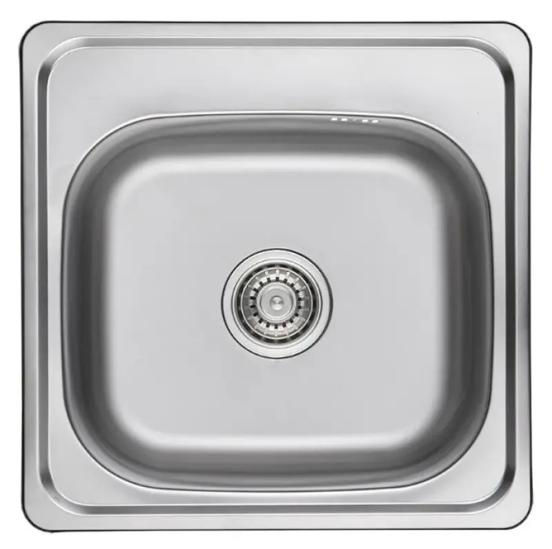 Ausmann Basic Lavello in acciaio inossidabile montaggio sopra piano 48x48 cm con foro per rubinetto e sifone incluso 1208957000