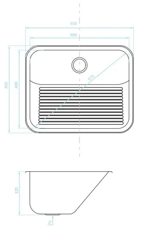 Aquadesign Utility lavello di scarico 55x45 cm per la dispensa o il garage, staffe incluse 1208957003