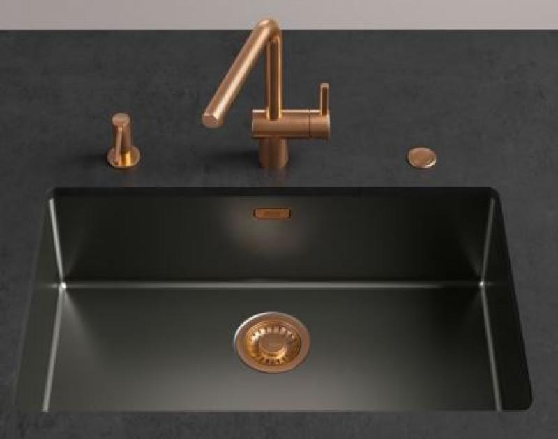 Franke Mythos Masterpiece Set di tappi per lavelli aspetto gun metal con pulsante per lo svuotamento automatico 112.0653.035