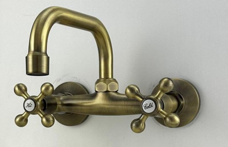 AquaTrimo Vivaldi rubinetto da cucina a parete classico in bronzo con beccuccio superiore 21VV7066BN