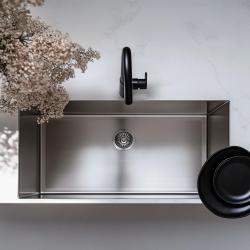 Ausmann Oder lavello grande in acciaio inossidabile 74x40cm montaggio a filo sopra e sotto piano extra profondo 22cm 1208957114