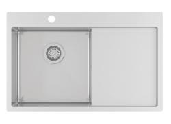 Ausmann Oder Blue Lavello in acciaio inossidabile 78x50cm montaggio a filo e sopra piano con scolapiatti 1208957122