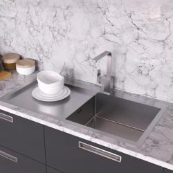 Ausmann Oder Blue lavello grande in acciaio inossidabile 100x51cm montaggio a filo e sopra piano con scolapiatti 1208957123