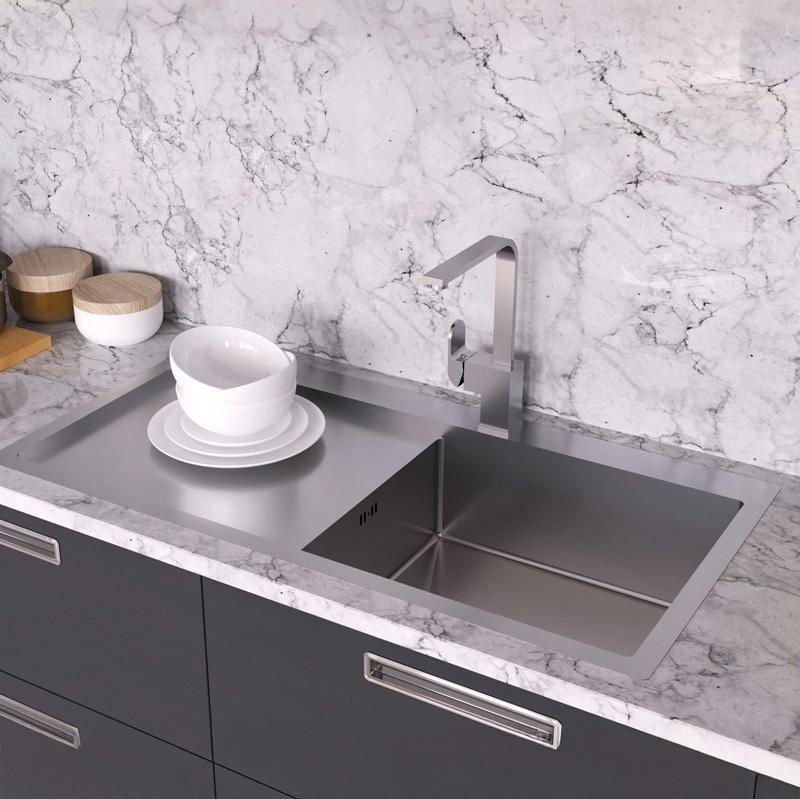 Ausmann Oder Blue lavello grande in acciaio inossidabile 100x51cm montaggio a filo e sopra piano con scolapiatti 1208957123