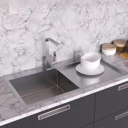 Ausmann Oder Blue lavello grande in acciaio inossidabile 100x51cm montaggio a filo e sopra il piano con scolapiatti 1208957124