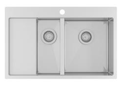 Ausmann Oder Blue 1.5 lavello in acciaio inossidabile 78x50 cm montaggio a filo e sopra piano con scolapiatti 1208957125