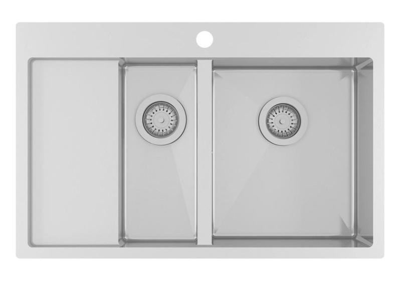 Ausmann Oder Blue 1.5 lavello in acciaio inossidabile 78x50 cm montaggio a filo e sopra piano con scolapiatti 1208957125