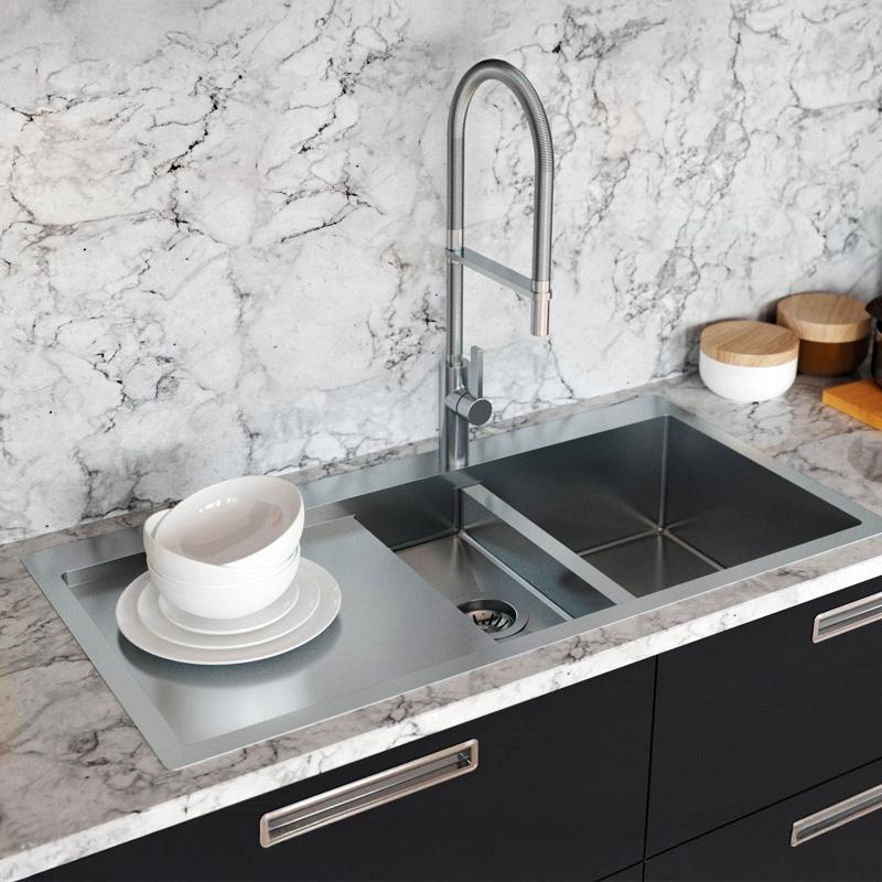 Ausmann Oder Blue 1.5 lavello in acciaio inossidabile 78x50 cm montaggio a filo e sopra piano con scolapiatti 1208957125