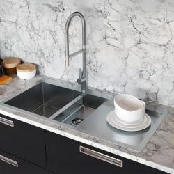 Ausmann Oder Blue 1,5 lavello in acciaio inossidabile 78x50cm montaggio a filo e sopra piano con scolapiatti  1208957126