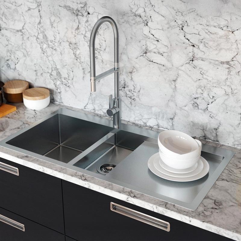 Ausmann Oder Blue 1,5 lavello in acciaio inossidabile 78x50cm montaggio a filo e sopra piano con scolapiatti  1208957126